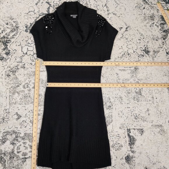 A/X Armani Exchange Women's Sweater Dress Size L Black Embellished Y2K Knitwear - Picture 6 of 8